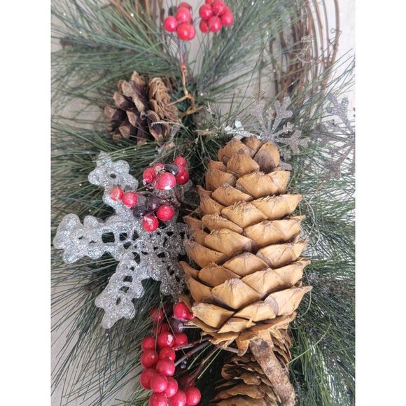 Enchanted Forest hanging unique wreath Pinecone pine tree froth home decor - Picture 4 of 13